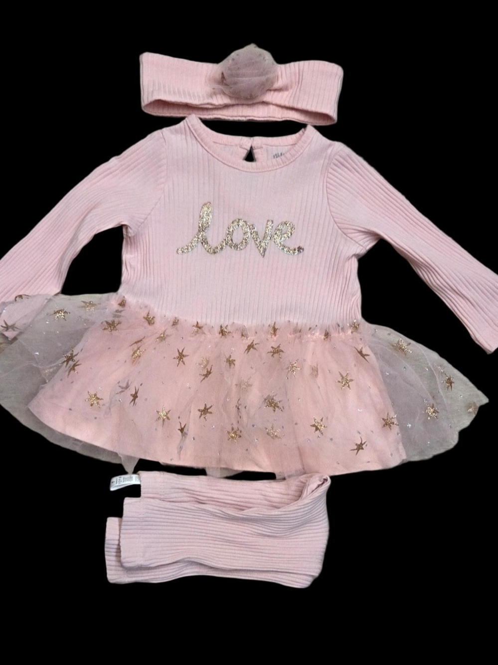 Litte Me 'Love' Tulle Tutu Top, Pants, And Headband 9 Months